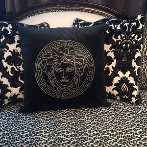 Versace Collection Intimates & Sleepwear - Versace Medusa Gold Studded Velvet Throw Pillow Versace Collection Intimates & Sleepwear - Versace Medusa Gold Studded Velvet Throw Pillow